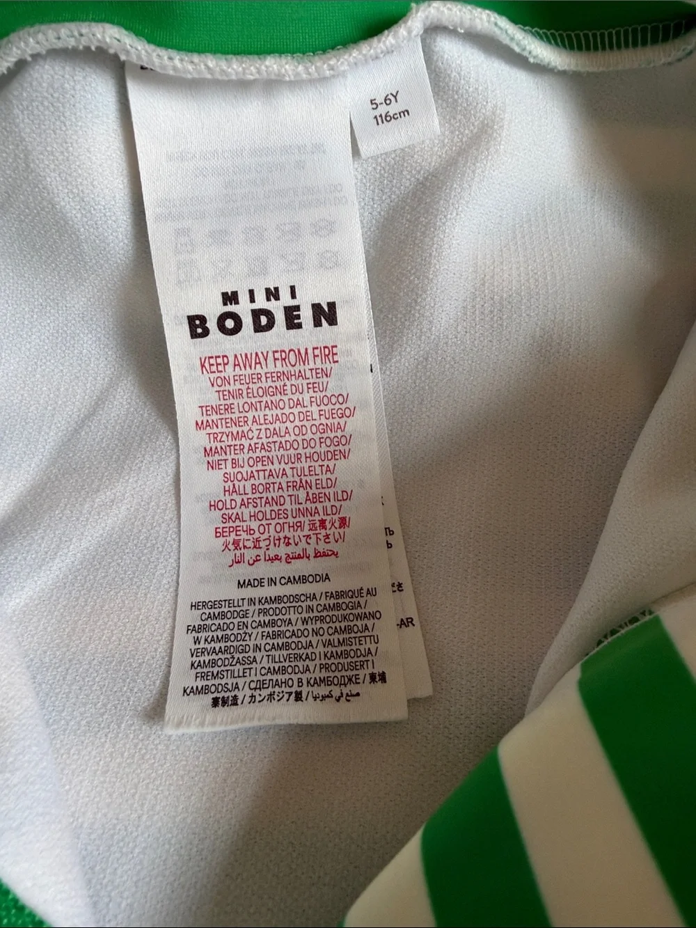 Mini Boden Green & White Striped Rashguard with Hot Pink Seahorse Appliqués